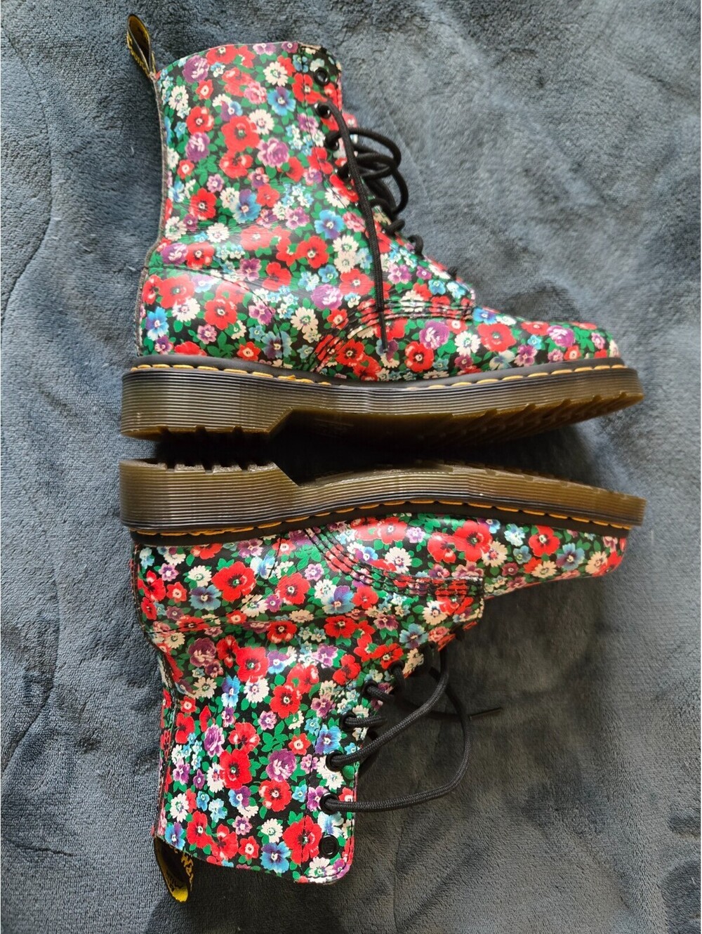 Dr Martens Pascal Boots Womens 8 Floral Wanderlust Black Flower Lace Up 1460 - Picture 3 of 8